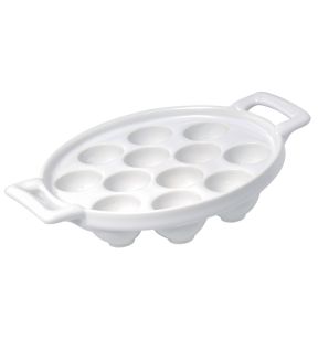 Plat à escargots ovale blanc porcelaine culinaire 17,5x16 cm Belle Cuisine Revol