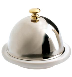 Beurrier avec cloche inox rond blanc porcelaine culinaire Ø 9 cm Les Essentiels Revol