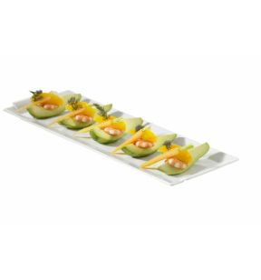 Assiette creuse rectangulaire blanc porcelaine culinaire 30 cm Bombay Revol
