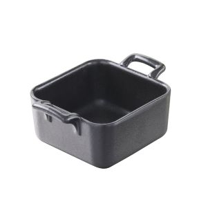 Mini plat carré noir porcelaine culinaire 7x7 cm Belle Cuisine Revol