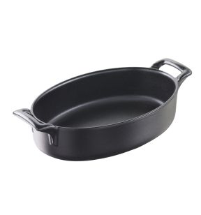 Plat ovale noir porcelaine culinaire 18x12 cm Belle Cuisine Revol