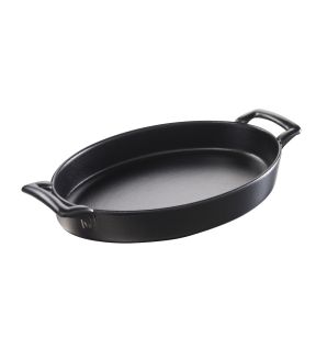 Plat ovale noir porcelaine culinaire 28x19 cm Belle Cuisine Revol
