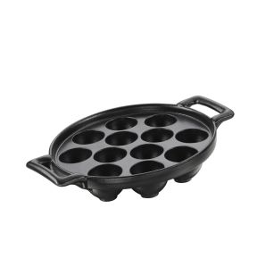 Plat à escargots ovale noir porcelaine culinaire 17,5x16 cm Belle Cuisine Revol