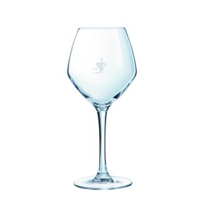 Glas op voet, druiventros maatstrepen kristallijnglas 35 cl Cabernet Vin Jeunes Chef & Sommelier