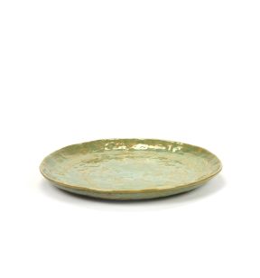 Plat bord met rand rond groen geglazuurd aardewerk Ø 20.5 Pure Sea Green Serax
