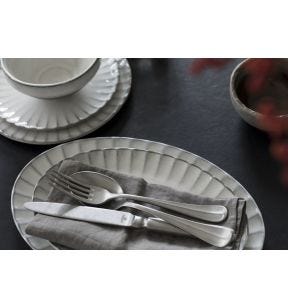 Assiette plate ovale blanc grès émaillé 25x17,5 cm Inku Serax