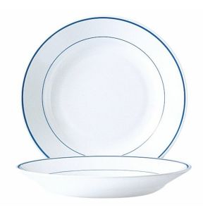 Assiette creuse rond blanc verre opal Ø 22,5 cm Restaurant Filet Bleu Arcoroc