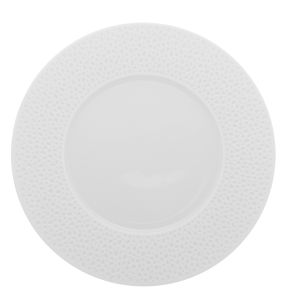 Assiette plate rond blanc en porcelaine Ø 28,5 cm 2 cm L' Perles De Rosee Blanches Degrenne