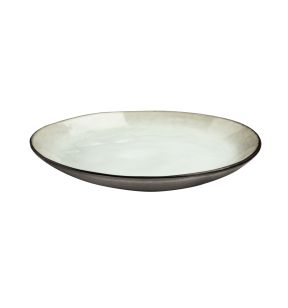 Assiette coupe plate rond blanc grès émaillé Ø 20,5 cm Shadow Medard De Noblat