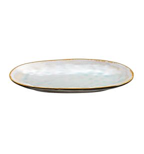 Plat ovale bleu grès émaillé 36 cm Shadow Medard De Noblat