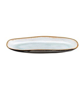 Plat ovale bleu grès émaillé 35,5 cm Shadow Medard De Noblat