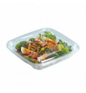 Barquette avec couvercle carré transparent 19x19x3,5 cm 75 cl Crudipack Alphaform (70 pièces)