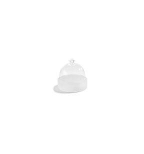 Assiette gourmet avec cloche rond blanc résine Nacryl® Ø 15 cm Mealplak