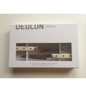 Coffret de 6 couteaux 11 cm inox plastique unie Deglon