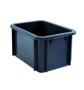 Stapelbare bak Zonder deksel grijs plastic xx21.5 15 L vaste bodem volle wanden Gilac