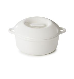Cocotte avec couvercle pour induction rond Blanc albâtre porcelaine culinaire Ø 19 cm Bombance Revol