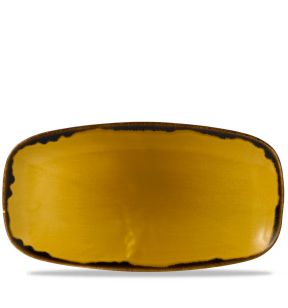 Assiette coupe plate rectangulaire jaune porcelaine vitrifiée 35,5x18,9 cm Harvest Dudson