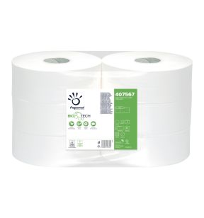 Bobine papier hygiénique blanc ouate de cellulose 37 cm x 9,5 cm (6 pièces)