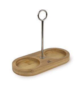 Plateau pour moulins à sel/poivre ovale Bambou 18,5x8,5 cm Paris Classique Peugeot Saveurs