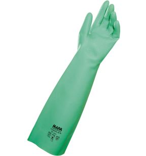 Paire de gants longue manchette vert 9 Ultranitril 480 Mapa