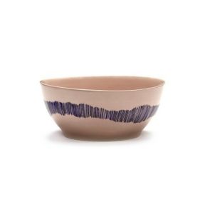 Bol rond delicious pink swirl - stripes bleu grès émaillé Ø 18 cm Feast By Ottolenghi Serax
