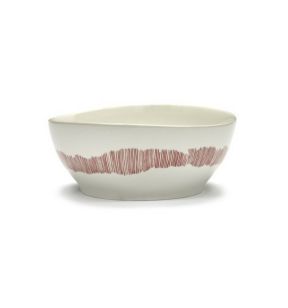 Bol rond blanc swirl - stripes rouge grès émaillé Ø 18 cm Feast By Ottolenghi Serax
