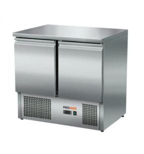 Table réfrigérée 2 portes pleines sur groupe pose centrale froid positif 176 L 2 grilles Proinox