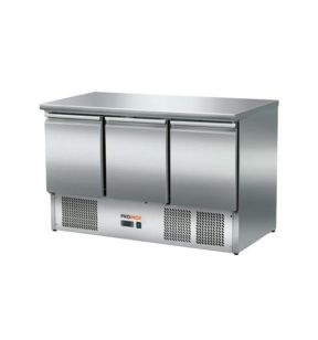 Table réfrigérée 3 portes pleines sur groupe pose centrale froid positif 260 L 3 grilles Proinox