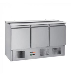 Saladette réfrigérée 3 portes pleines froid positif 368 L 3 grilles Proinox