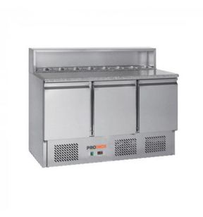 Table pizza réfrigérée 3 portes pleines GN1/1 froid positif 368 L 3 grilles Proinox