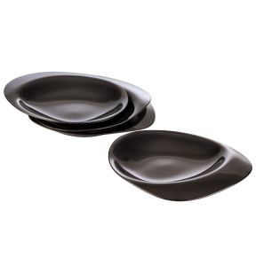 Set de 4 assiettes mise en bouche inox 18/10 noir 8,5x8x1 cm Pebbles Aps