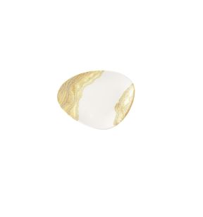 Assiette coupe plate triangulaire Gold porcelaine vitrifiée 26,5x20,5 cm Tide Churchill