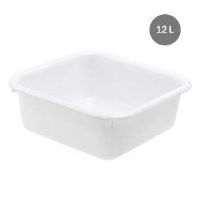 Wasbak Zonder deksel wit plastic xx14 12 L vaste bodem volle wanden Gilac