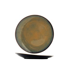 Assiette plate à bord incurvé rond noir porcelaine Ø 24 cm Bogota Proof