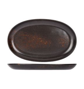 Assiette ovale noir porcelaine 35x22 cm Etna Proof