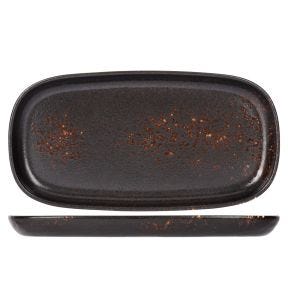 Plat rectangulaire noir porcelaine 30 cm Etna Proof