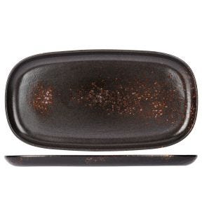 Plat rectangulaire noir porcelaine 40 cm Etna Proof
