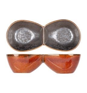 Coupelle double brun porcelaine Elements Maroon Proof