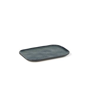 Assiette plate rectangulaire bleu grès émaillé 23x15 cm Merci Serax