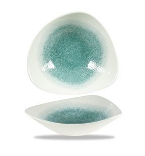 Bol triangulaire vert porcelaine vitrifiée 23,5 cm Raku Churchill