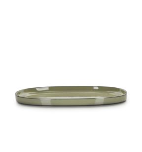 Assiette plate ovale vert porcelaine culinaire 35,5x21,8 cm  Caractère Revol