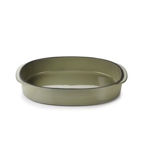 Plat ovale vert porcelaine culinaire 34 cm  Caractère Revol