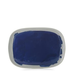 Assiette plate rectangulaire bleu porcelaine culinaire 33x24 cm No.w Revol