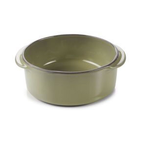 Cocotte sans couvercle rond vert porcelaine culinaire Ø 12 cm  Caractère Revol