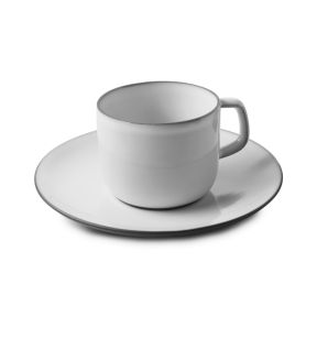 Tasse et sous tasse à expresso rond blanc cumulus porcelaine culinaire 8 cl Ø 13 cm Equinoxe Revol