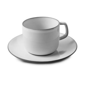 Tasse et sous tasse à thé rond blanc cumulus porcelaine culinaire 20 cl Ø 16 cm Equinoxe Revol