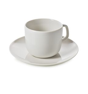 Tasse et sous tasse à thé rond Blanc albâtre porcelaine culinaire 20 cl Ø 16 cm Madeleine Revol
