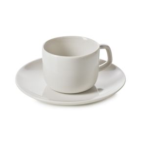 Tasse et sous-tasse à expresso rond Blanc albâtre porcelaine culinaire 8 cl Ø 13 cm Madeleine Revol