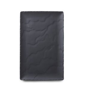 Assiette plate rectangulaire noir porcelaine culinaire 33x21 cm Basalt Revol