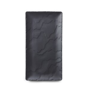 Assiette plate rectangulaire noir porcelaine culinaire 30x16 cm Basalt Revol